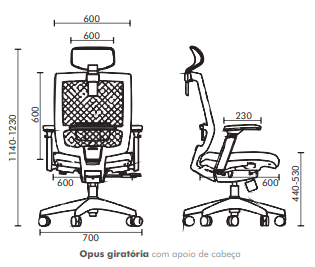 Cadeira Opus com Apoio de Cabeça com Base Giratória 