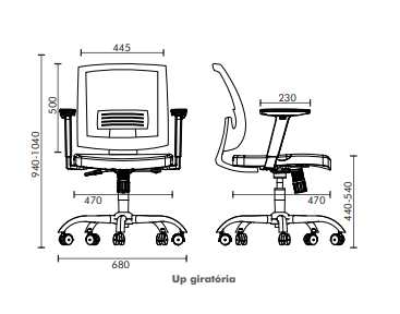 Cadeira Up com Base Giratória com Tela Diretor