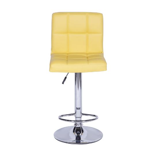 Banqueta Confort Estofada Amarelo com Base Cromada 