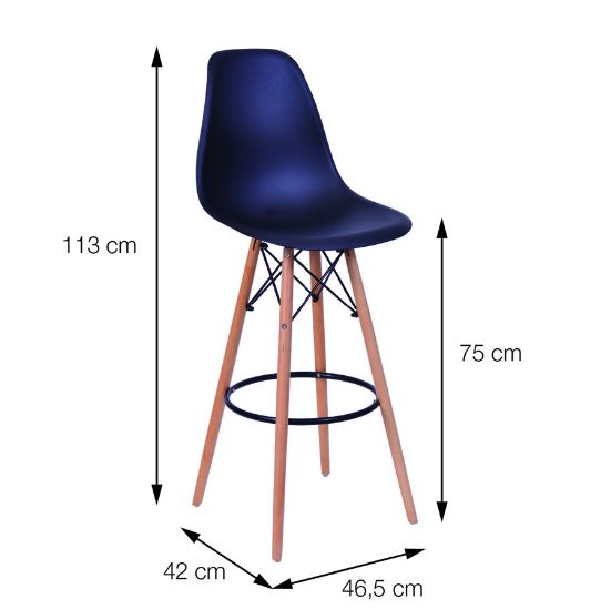 Banqueta DKR Laranja com Base de Madeira