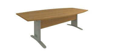 Mesa Para Reunião Semi-Oval Com Painel De Madeira Da Linha Impéria Premium 18 Mm - Larg.180 X Prof. 90 X Alt. 74 CM