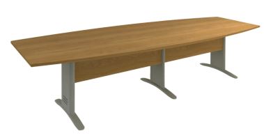 Mesa Reunião Semi-Oval Bipartida Com Painel De Madeira Da Linha Impéria Premium 18 Mm - Larg.300 X Prof. 110 X Alt. 74 Cm