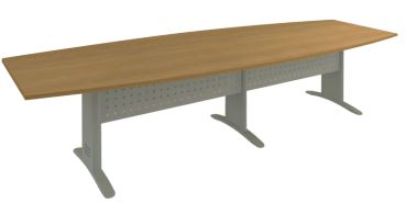 Mesa Reunião Semi-Oval Bipartida Com Painel De Aço Da Linha Impéria Premium 18 Mm - Larg.300 X Prof. 110 X Alt. 74 Cm