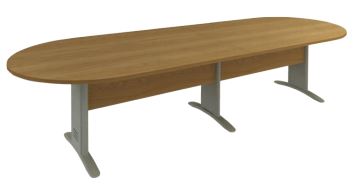 Mesa Reunião Oval Bipartida 18 Mm Com Painel De Madeira Da Linha Impéria Premium 300 X 110 X 74 Cm 