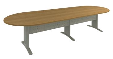 Mesa Reunião Oval Bipartida 25 Mm com Painel de Aço da Linha Impéria Premium 350 x 120 x 74 Cm