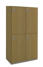 Armário Roupeiro Locker Guarda Volumes de Madeira na Cor Carvalho Prata com 4 Portas Simples Impéria Premium 18 Mm - 81 X 42 x 160