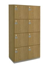 Armário Roupeiro Locker Guarda Volumes de Madeira na Cor Maple Bilbão Duplo com 8 Portas Impéria Premium 18 Mm - 81 X 42 x 160 Cm