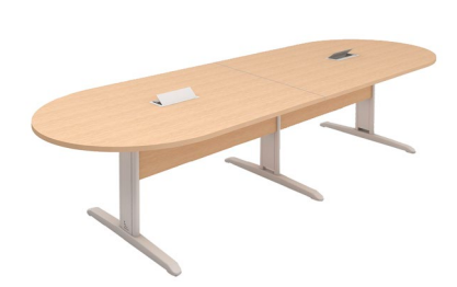 Mesa para Reunião Oval Bipartida com Sistema de Tomadas com 12 Lugares 3000 x 1100 x 740 mm - Romanzza Plus 25 mm