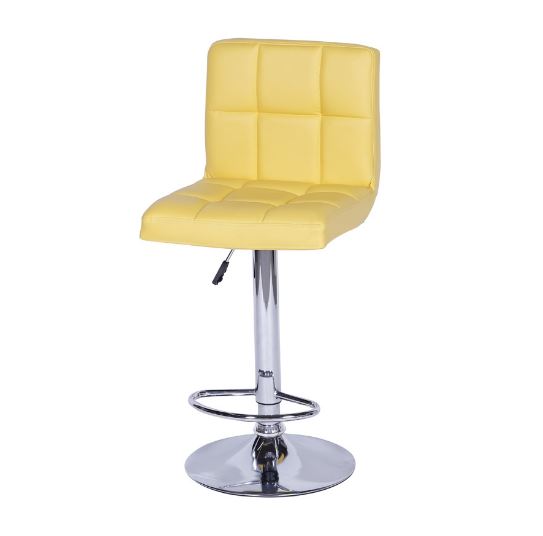 Banqueta Confort Estofada Amarelo Com Base Cromada 