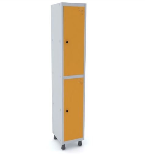 Roupeiro De Aço Pandin 02 Portas Grandes Laranja 345 X 400 X 1930 Mm