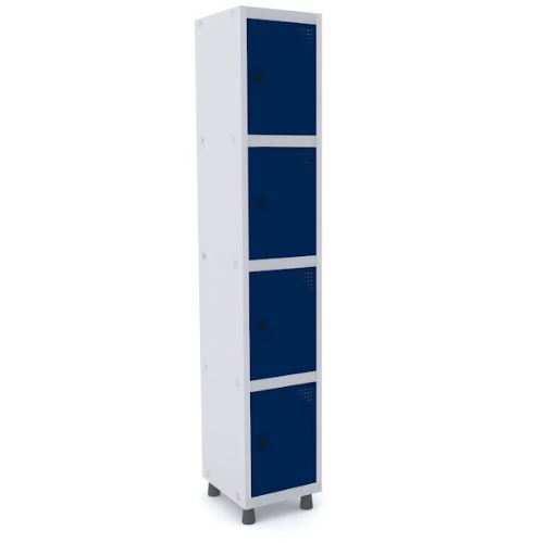 Roupeiro De Aço Pandin 4 Portas Cor Azul Del Rey 345 X 400 X 1930 Mm