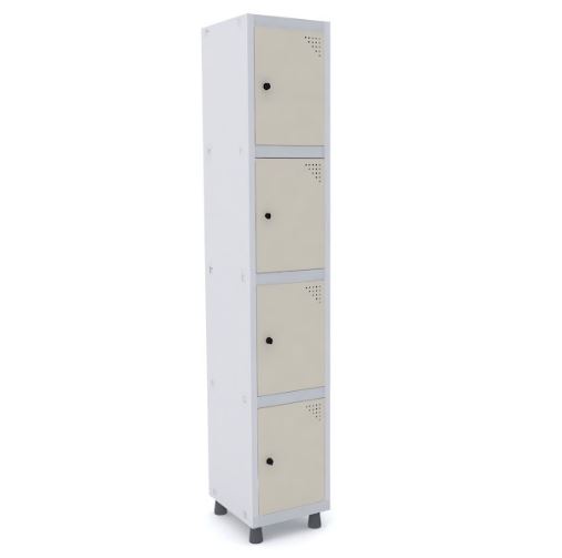 Roupeiro De Aço Pandin 4 Portas Cor Bege 345 X 400 X 1930 Mm