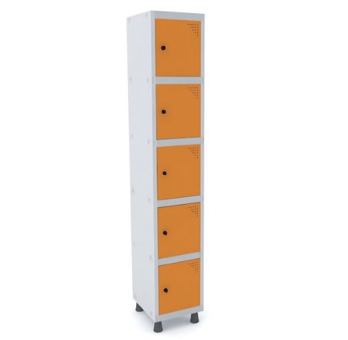 Roupeiro de Aço Pandin 5 Portas Cor Laranja 345 x 400 x 1930 mm