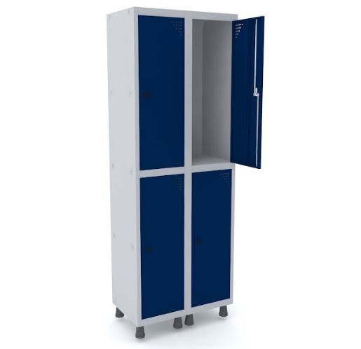 Roupeiro De Aço Pandin 4 Portas Cor Azul Del Rey 690 X 400 X 1930 Mm