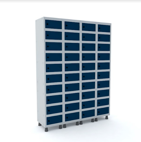 Armário Porta Objeto Pandin 40 Portas Azul Del Rey com Pitão para Cadeado - 1380 x 400 x 1930 mm